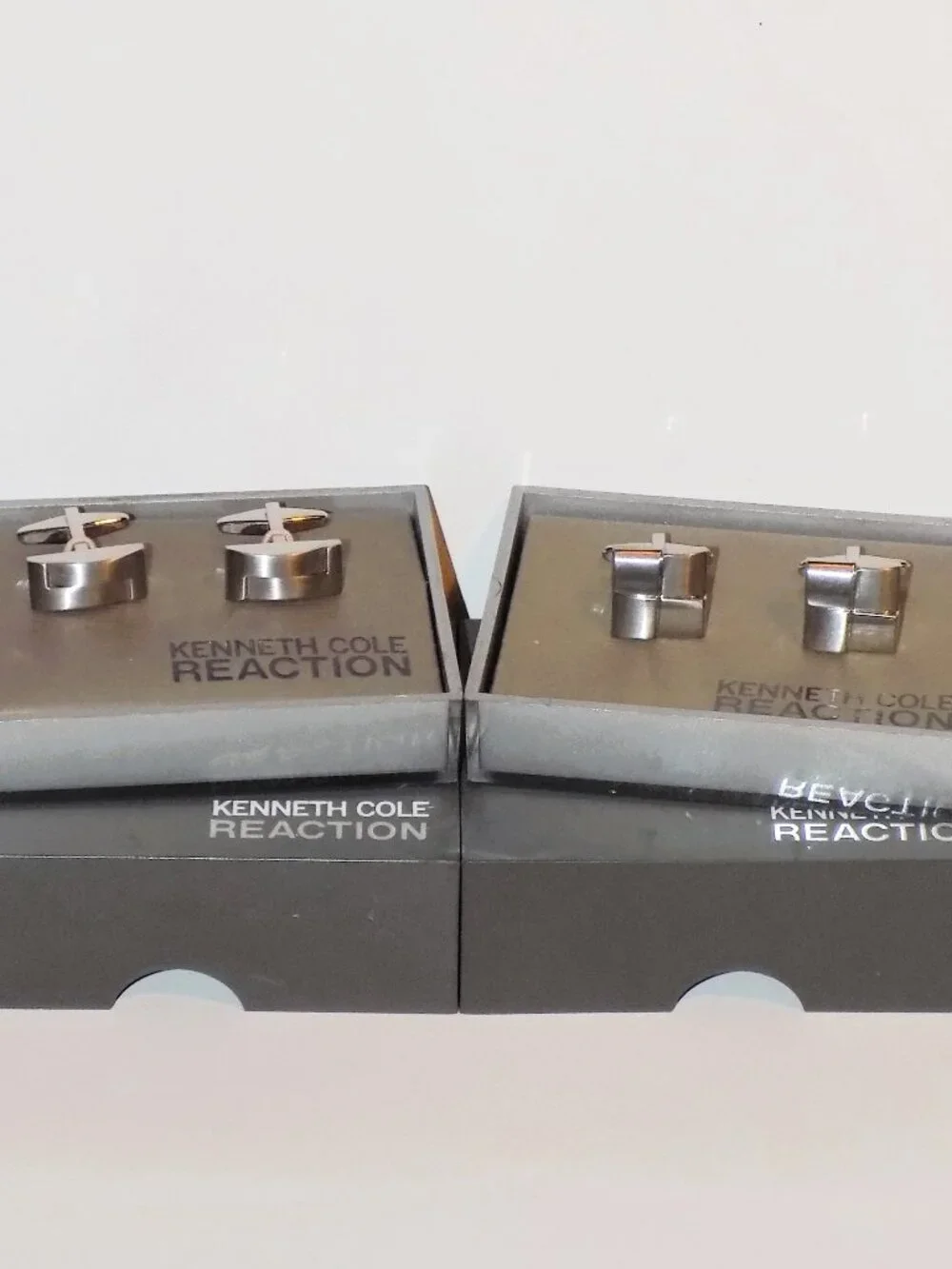 Lot of 2 New Kenneth Cole Reaction Brushed Stainless Cufflinks Bundle